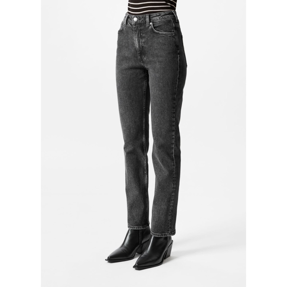 & Other Stories High Rise Slim Leg Jeans Dark Grey Washed Black Minimal